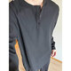 Jian Xingheng gray Henry collar long-sleeved T-shirt for men in spring and autumn American style T-shirt waffle loose casual inner layering shirt black plus velvet 1381 M 80-100Jin Jin equals 0.5 kg