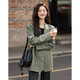 Demana [Grey Green Pu Leather Suit Jacket] Spring and Autumn New Lazy and Easy Style Cool Girl Jacket Women