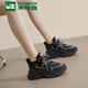 Mulinsen dad shoes for women in winter plus velvet thick sole height-enhancing women's fashionable and versatile casual shoes black 35