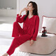 Langsha (Langsha) Pajamas rouge pour femmes en automne en coton pur Année de zodiaque Red Suit pour femmes Mère Mère décontractée Cool Outdoor porte des vêtements à domicile 683 Crimson M [155-160cm / 90-110jin [Jin est égal à 0,5 kg]]]
