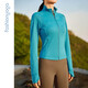 Fansheng Yoga laufende Fitnesskleidung für Frauen schlanker, hüftrümpfte kurze langärmelige nackte elastische Sportjacke Jacke Strickjacke FC12858 Nude White L.