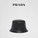 PRADA/Prada Gift Men's Metal Logo Decorated Sheepskin Bucket Hat Hat Black L