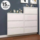 Gabinete de calzado Biwell Ultra-Dino 15 cm Corredor extremadamente estrecho Entrada Gabinete Entrada de entrada Puerta de almacenamiento Gabinete de almacenamiento Catadería de zapatos Integrado contra la pared 655 ancho de tres capas-Gris-Gris