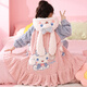 Manidu autumn and winter children's warm baby girl's pajamas set coral velvet nightgown home girl's hooded girl's home clothes WH7822 nightgown set 120 12 size recommended 35Jin Jin equals 0.5kg -45Jin Jin equals 0.5kg