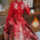 闻莺燕春夏汉服成人女织金红色马面裙全套小个子重工缎面提花衬衫套装 983红色上衣+6288红色马面裙 XL （建议体重135-150斤）