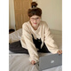 Modal 2024 new coral velvet pajamas for women in winter plus velvet thickened half-edged velvet cartoon black cat autumn and winter home clothing OM-4872-Puttender rice velvet cover-Pink hat cat S[80-100Jin[Jin equals 0.5 kg]]