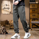 Jeep (JEEP) American genuine Jeep high-end pure cotton casual pants for men's autumn and winter trendy brand elastic waist tying feet Harem work pants camel color [same style in the counter] XL Recommendation 140-160Jin [Jin equals 0.5 kg]