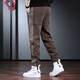 Cotton quality men's spring and autumn casual pants for men's loose large size Harren men's pants sports versatile long pants black regular S size (90-110Jin[Jin equals 0.5 kg])