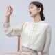 La Chapelle New Chinese Shirt Women's 2024 Spring and Summer New Heavy Industry Embroidered Stand Collar Top Spring and Summer Women's Versatile Long-Sleeved Shirt Apricot S