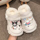 Wei Jie Children's Hole Shoes for Girls 6-12 años, anti-Slip Plus Velvet, desgaste exterior en invierno 2024 nueva bolsa de arrastre de algodón de lujo cálido, talla blanca 32-33 (longitud interna de 19 cm)