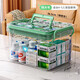 EACHY medicine box household medicine box transparent plastic storage box green extra large two-layer