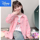 Disney Girls Autumn Jacket 2025 New Children's Clothes Little Girls Autumn Cotton Shirt Cardigan Children's Spring and Autumn Shirt Pink Printed Shirt 140
