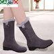 
CARTELO crocodile (CARTELO) plus velvet thickened snow boots for women in winter fur integrated boots flat sole non-slip mid-boots warm mother cotton shoes 719 black 36