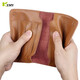 Kimo (KEMY) European and American cowhide passport bag two-layer cowhide ticket wallet travel document storage bag multi-function simple and elegant card brown