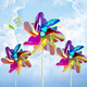 Hi walk laser colorful windmill atmosphere feeling big windmill children's toys colorful small windmill park kindergarten decoration props 18cm [7 leaves 7 colors] 30 wooden poles