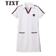 Tzxt Brand Trendy Luxury Luxury Casual Sports Robe à manches courtes pour femmes Loose Summer Nouveau mince Col de polo Col de t-shirt Straight 1595 Black L Recommandé 105-120Jin [Jin est égal à 0,5 kg]