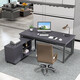 Yishangge Office Manager Desk Boss Desk Single Manager Computer Desk and Chair Combination Office Executive Desk Desk Office Furniture Black Legs + Oak Color After-Sales Guarantee 140*60 Single Table + Side Cabinet