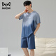 Cat man pajamas 100% pure cotton shorts shorts for men summer men's pajamas new cotton large-size four-season home clothing set [100% pure cotton skin-friendly and breathable] style one 2XL [recommended 140-160Jin [Jin equals 0.5 kg]]
