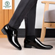 Woodpecker Offizielle Herren-Lederschuhe Business Casual Schuhe Weichgesicht weiche Bohnenschuhe bequeme und atmungsaktive britische Stile formelle Männerschuhe 9902 Bright Black 42-Markenflaggschiff echtes Off-Code-Spezialpreis-Schuhe Top Ten Marken