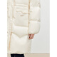 PEACEBIRD Women's Fox Fur Collar Mid-Length Down Jacket Women's Soft Hooded Warm Horn Button Jacket Off-White S