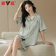 Yalu Bingsi pajamas for women in summer thin cardigan shorts shorts summer large size casual women's home clothing set 09M16802 L [Suggested 110-130Jin [Jin equals 0.5 kg]]