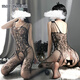 Manyan sex underwear supplies sexy pajamas leaking breasts and onesie open-minded couples stimulating high-end black stockings 4 pieces 6666
