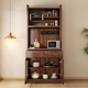 Toxiaomuwo Batteur noir noyer mur intégré à vin intégré en bois massif armoire de rangement multi-fonction