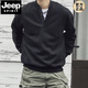 JEEP SPIRIT Japanese retro autumn and winter men's Henry collar long-sleeved solid color T-shirt bottoming shirt loose casual pullover stand-up collar sweatshirt Gray Main picture M