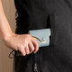 Hanatora Flower Tiger Flower Cuero Bolsa pequeña para hombres y mujeres Simple y conveniente Halter Tarjeta de presentación Tarjeta de presentación Bolsa de identificación de identificación para almacenamiento personal el lago Azul + Té de oro