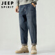 JEEP SPIRIT Jeep jeans men's autumn and winter men's loose straight casual fashion brand American tapered long pants for men