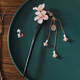 Ancient style tassel hairpin glazed light pink low plate ancient simple Hanfu Chinese style hair accessories Fendai