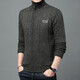 
JEEP SPIRIT knitted sweater men's autumn and winter style plus velvet thickened long-sleeved cardigan jacket casual sweater large size sweater men's winter dark gray L