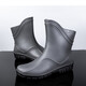 Xili rain boots men's mid-calf fashionable Korean style adult plus velvet warm kitchen shoes non-slip wear-resistant outdoor fishing car wash takeaway rain boots construction site waterproof rubber shoes overshoes winter gray surface black bottom 42 plus velvet please order one size larger