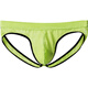 VeniMasee 3 pairs of men's double underwear, low-waisted sexy ice silk thong, U-shaped gay tight-fitting butt-exposing briefs, olive green + vibrant orange + fresh blue M Recommended weight 100-120 Jin Jin equals 0.5 kg