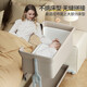 ULOP crib, removable splicing baby bed, multi-functional bed, newborn baby rocking bed, rocking bed, khaki, changing table + mosquito net + mat