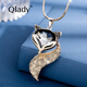Qlady crystal fox sweater chain women's long necklace light luxury high-end autumn and winter sweater pendant accessories fashion jewelry pendant birthday gift for wife and girlfriend coffee gold