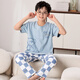 曼妮朵2024新款男童睡衣夏季薄款短袖纯棉儿童卡通男孩中大童家居服套装 F728【短长】 14码建议125-135cm