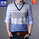 ROMON (ROMON) Spring and Autumn Fake Two-piece Shirt Collar Knit Sweater Men's Long Sleeve Double Collar Shirt T-shirt Middle-aged Men's Thin. Base Shirt 3878 Blue (Spring and Autumn) Button Cuffs Thin 2XL 180 Recommended 158-170Jin [Jin equals 0.5 kg]