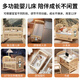 
ULOP (ULOP) crib solid wood paintless baby bed baby splicing bed movable multi-function newborn bb bed bed 5 piece set + coconut brown mattress + mosquito net + nursing table