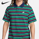 Nike (NIKE) men's clothing, comfortable and versatile loose casual striped sports lapel short-sleeved T-shirt, FN3897-010 FN3897-410 L