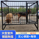 HKML reinforced dog cage for medium and large dogs, outdoor dog cage, solid angle steel welded large dog cage, special dog cage for kennels, encrypted paint with top, length 120, width 100, height 130