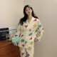 嘉绸睡衣少女春秋季长袖长裤柔软棉翻领开衫学生休闲简约可外穿家居服 YX1105 M 150-163cm80-100斤