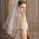 Dingjing super fairy style white small veil bride double layer plain veil proposal wedding travel photo props F389 French white double layer veil - hair comb style