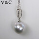 V&C 18K diamond Australian white pendant simple model 11-12MM cold light flawless Australian seawater white pearl necklace 18K+ diamond (excluding chain) 11-12MM