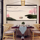 New Chinese style Zen ink landscape fabric hanging painting living room sofa background hanging cloth bedroom decoration painting restaurant tapestry 01_Zen ink painting 80cm*40cm cotton and linen 2 tassels+