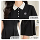 She enjoys a short-sleeved dress with a blouse collar and waist-hugging slimming design and versatile fashionable midi skirt T143Q1391
