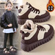 JIEMIEN Girls' Shoes Large Cotton Shoes 2025 New Spring Children's Fashion Snow Boots Medium and Large Children's Velvet Thickened Cotton Boots Girls F158 Brown (too small, choose one size larger) 35