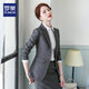 Luo Meng 2025, женский весенне-осенний стиль, небольшой костюм, облегающий топ, модный стиль, удобный тканевый костюм с длинными рукавами для женщин, серый костюм + брюки 3XL