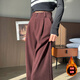 Fashimu 2024 Pantalon large en laine épaissie en velours d'automne pour les petits pantalons décontractés en tailleur à patte droite pour femmes 6636 Couleur de café plus routine de velours M recommandée 103-109jin [Jin est égal à 0,5 kg]