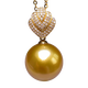 Mohs South Sea Gold Bead Pendant Seawater Pearl Necklace Full Round 18K Gold Diamond Shell Style Gold Beads Rich Gold Pendant 11-12mm
